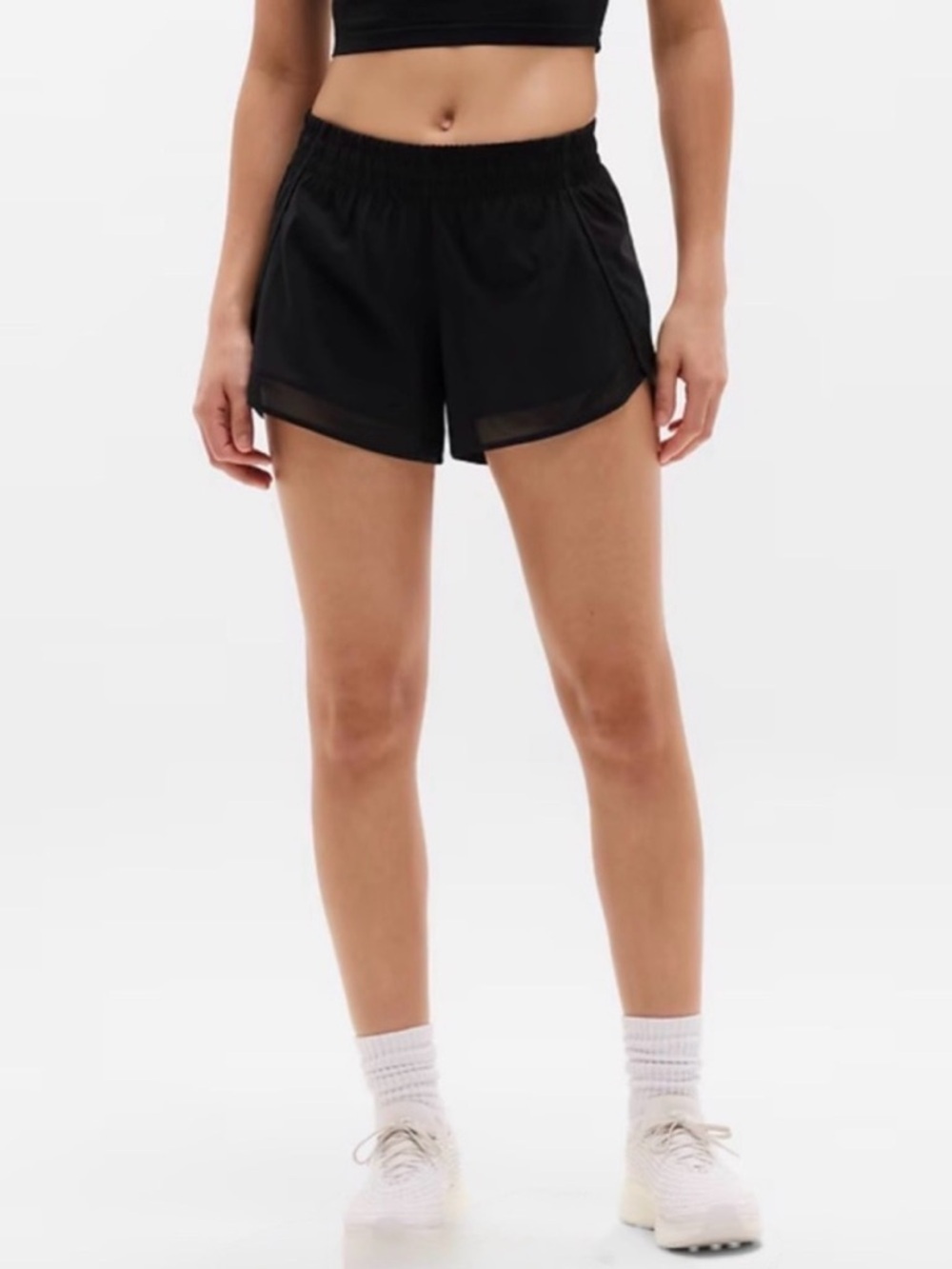 Athleta Mesh Racer Run 4” Shorts Black Size Small